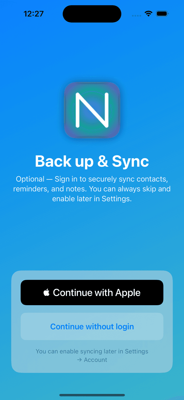 Nexuz app screenshot showing reminders